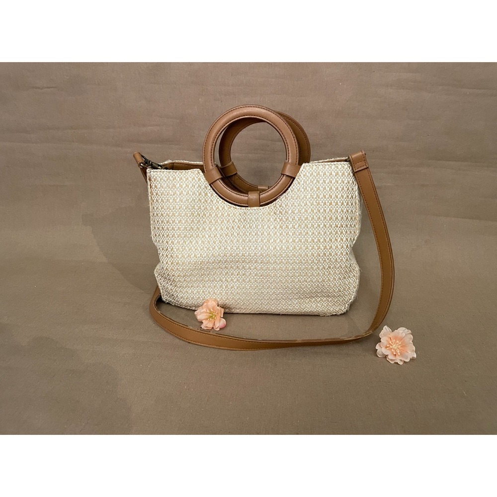 Fossil Handbag Vintage Y2K Leather and Canvas Satchel Crossbody